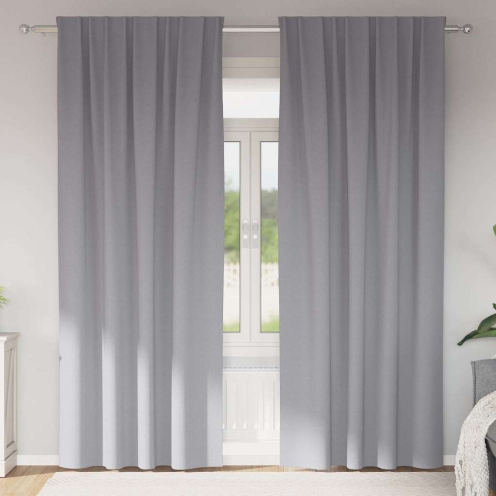 vidaXL Perdele cu perdele 2 pcs Gri deschis 245 x 140 cm Poliester