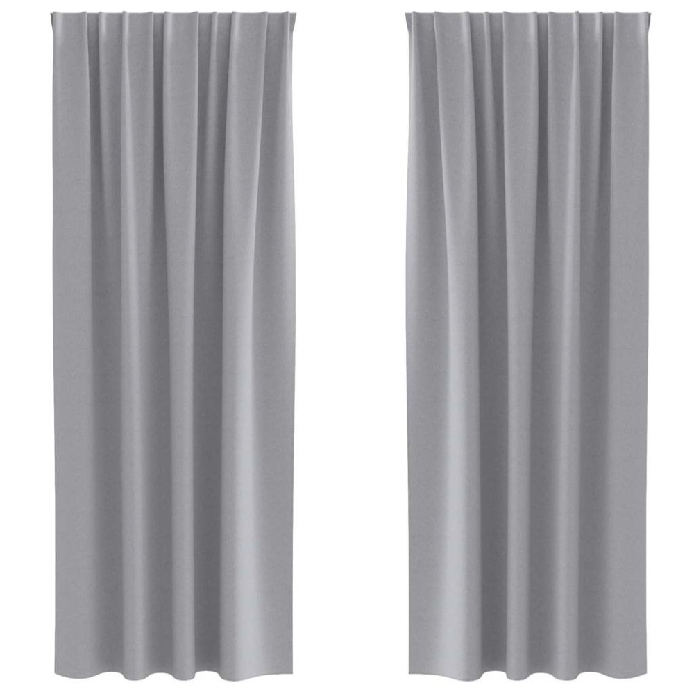 vidaXL Perdele cu perdele 2 pcs Gri deschis 260 x 140 cm Poliester