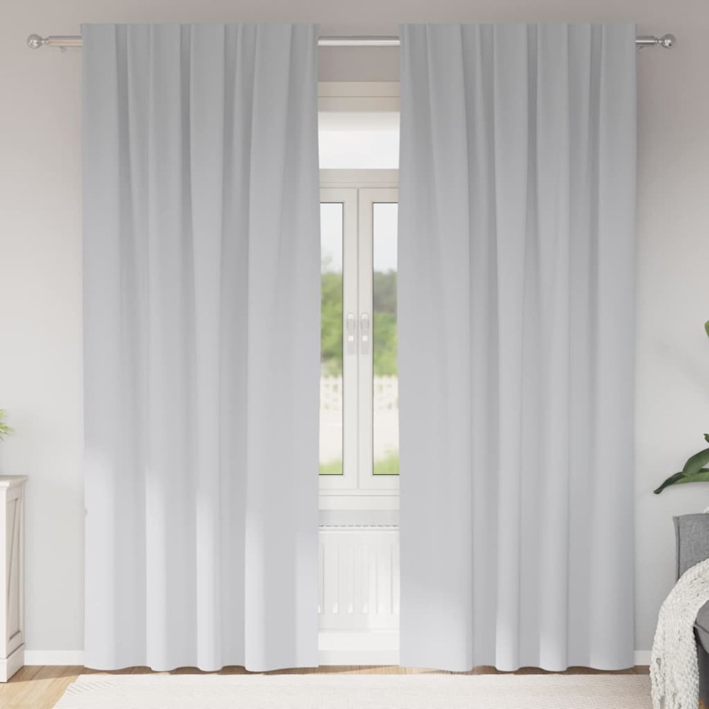 vidaXL Perdele cu perdele 2 pcs Gri deschis 245 x 140 cm Poliester