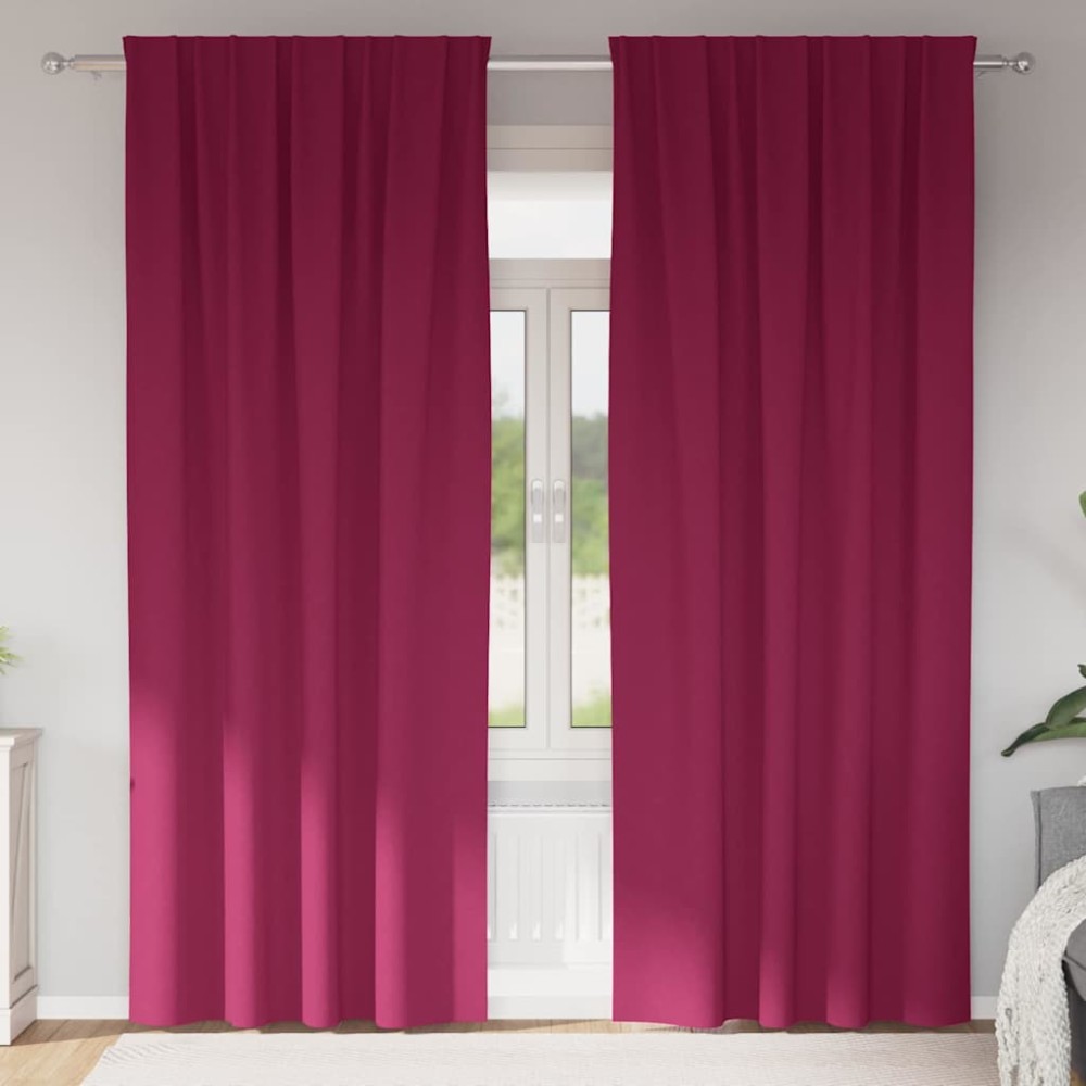 vidaXL Perdele cu perdele 2 pcs Roșu Vin 260 x 140 cm Poliester