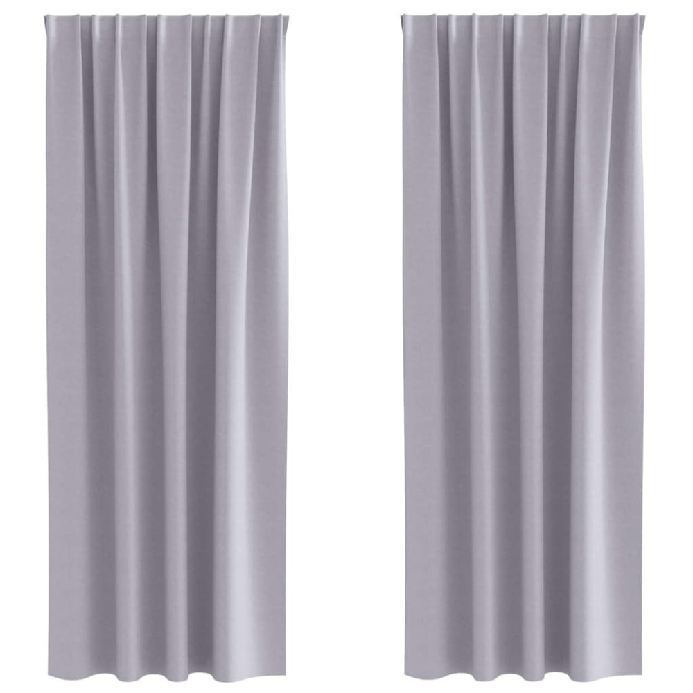 vidaXL Perdele cu perdele 2 pcs Gri metalic 245 x 140 cm Poliester