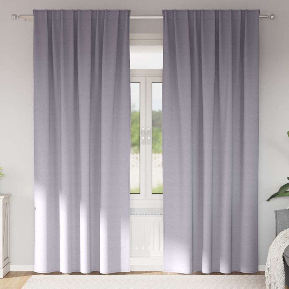 vidaXL Perdele cu perdele 2 pcs Gri metalic 245 x 140 cm Poliester