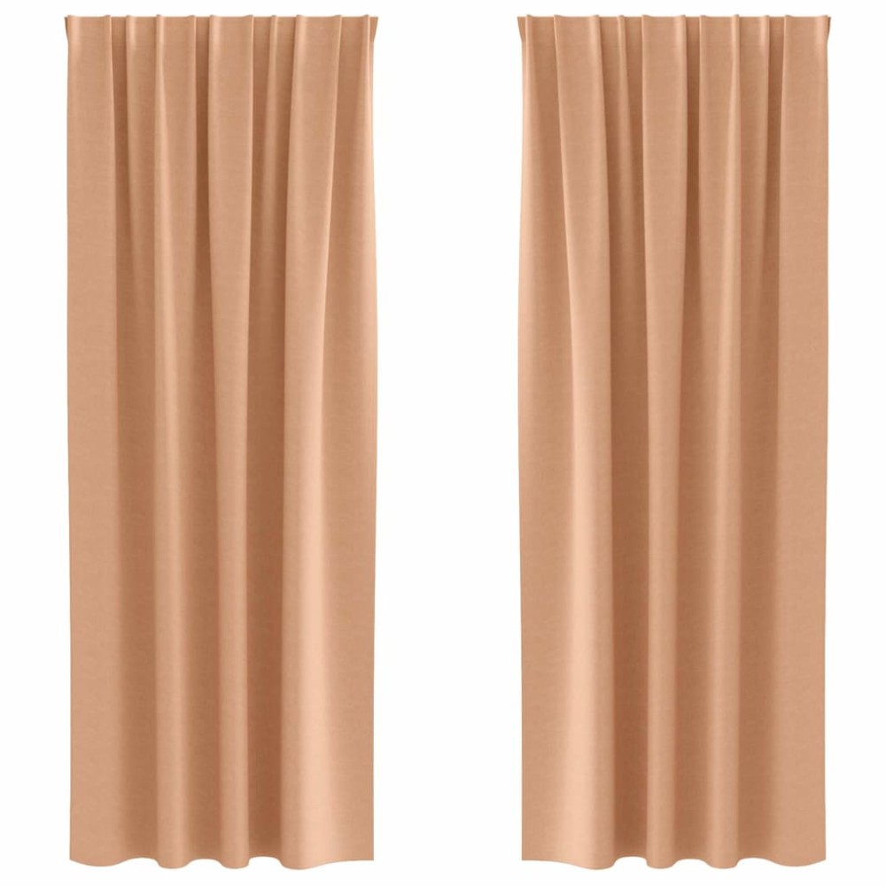 vidaXL Perdele cu perdele 2 pcs Maro deschis 245 x 140 cm Poliester