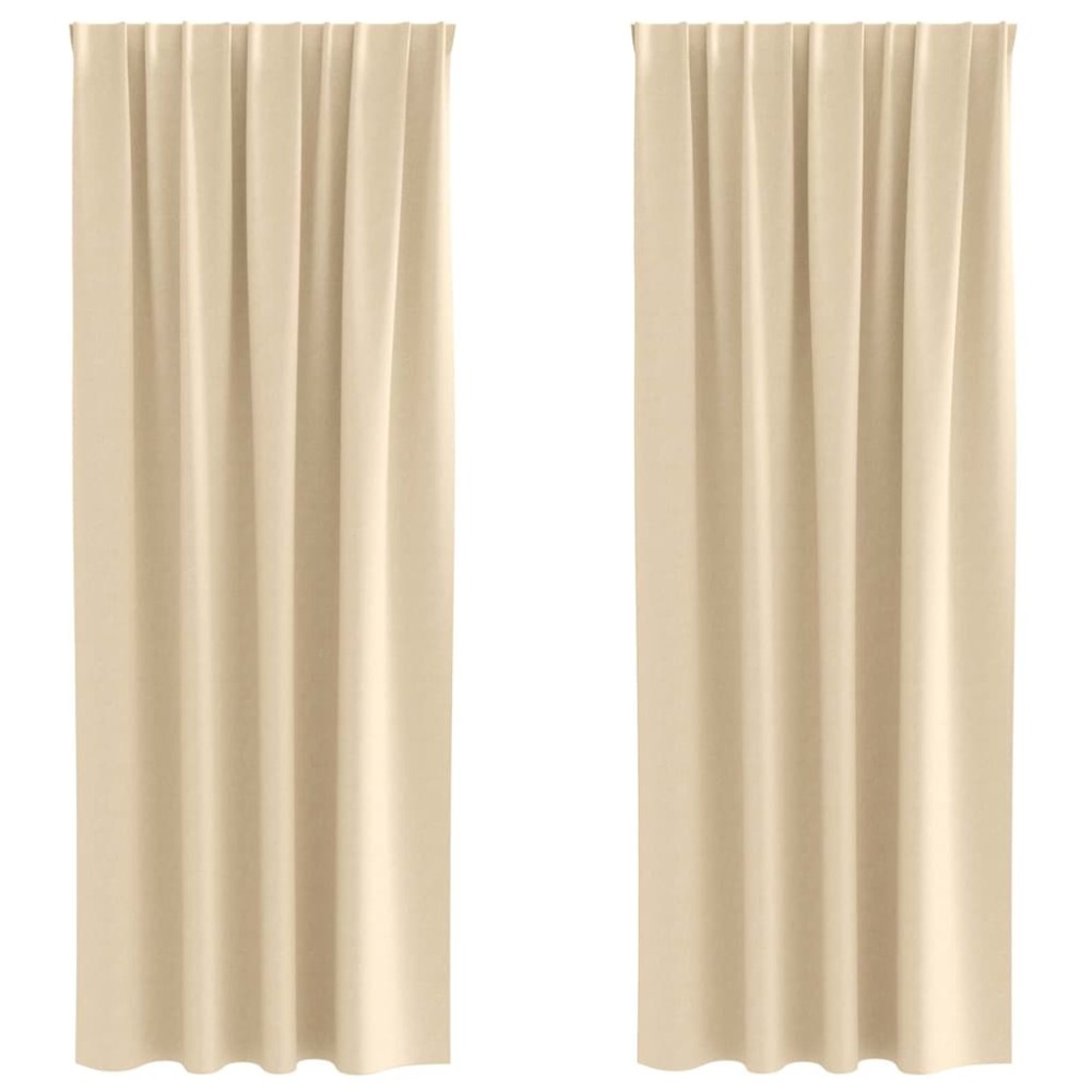vidaXL Perdele cu perdele 2 pcs Crem 245 x 140 cm Poliester