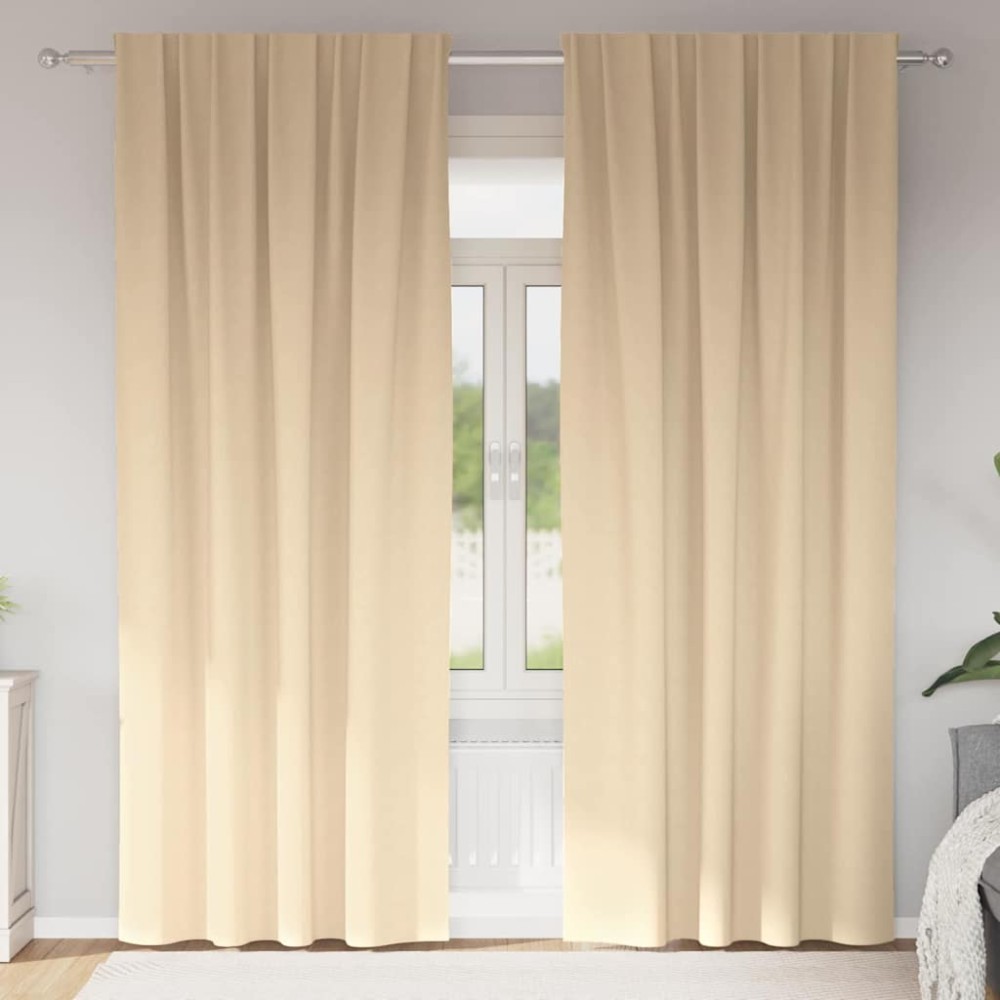 vidaXL Perdele cu perdele 2 pcs Crem 260 x 140 cm Poliester