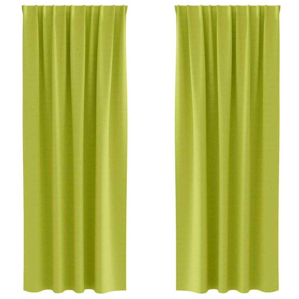 vidaXL Perdele cu perdele 2 pcs Verde măr 245 x 140 cm Poliester