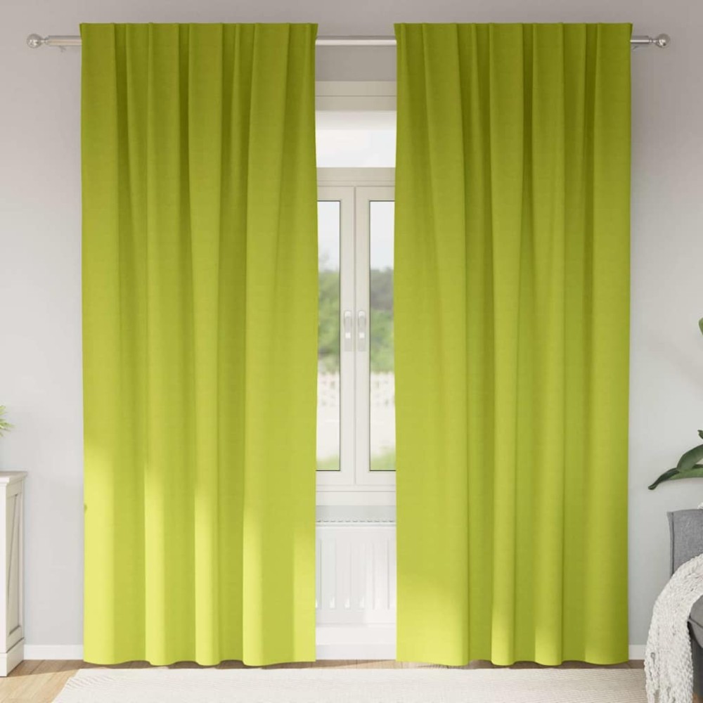 vidaXL Perdele cu perdele 2 pcs Verde măr 245 x 140 cm Poliester