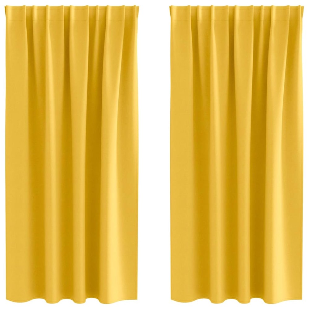 vidaXL Perdele Opaque cu Inel 2 pcs Galben muștar 175 x 140 cm