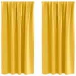 vidaXL Perdele Opaque cu Inel 2 pcs Galben muștar 175 x 140 cm
