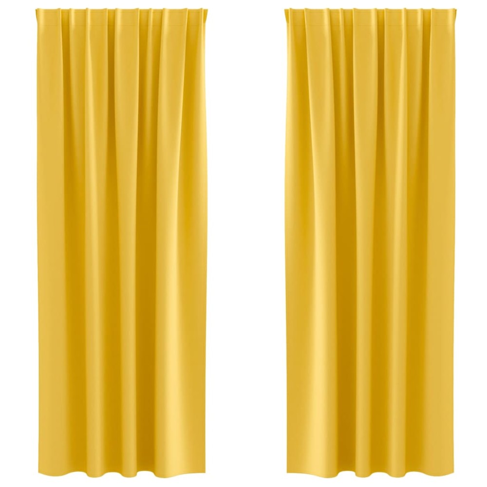 vidaXL Perdele cu perdele 2 pcs galben muștar 245 x 140 cm Poliester