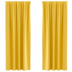 vidaXL Perdele cu perdele 2 pcs galben muștar 260 x 140 cm Poliester vidaXL Perdele cu perdele 2 pcs galben muștar 260 x 140 cm Poliester