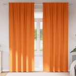 vidaXL Perdele cu perdele 2 pcs Portocaliu intens Poliester