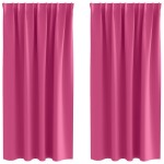 vidaXL Perdele Opaque cu Inel 2 pcs Roz Aprins 175 x 140 cm Poliester