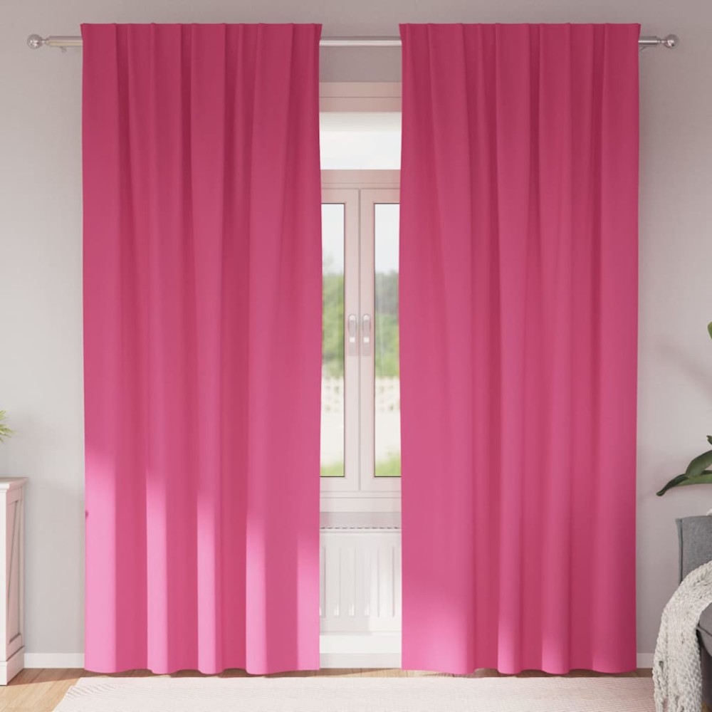 vidaXL Perdele cu perdele 2 pcs Roz intens 245 x 140 cm Poliester