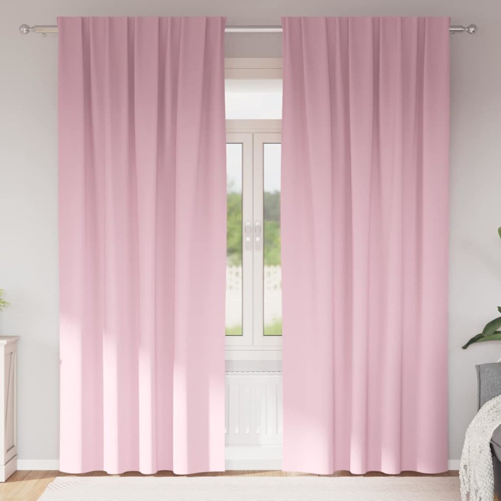 vidaXL Perdele cu perdele 2 pcs Roz bebeluș 260 x 140 cm Poliester