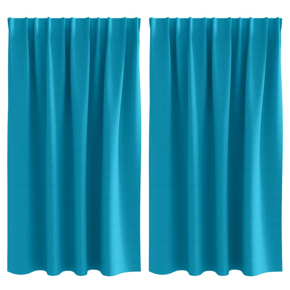 vidaXL Perdele cu perdele 2 pcs Turcoaz 140 x 140 cm Poliester