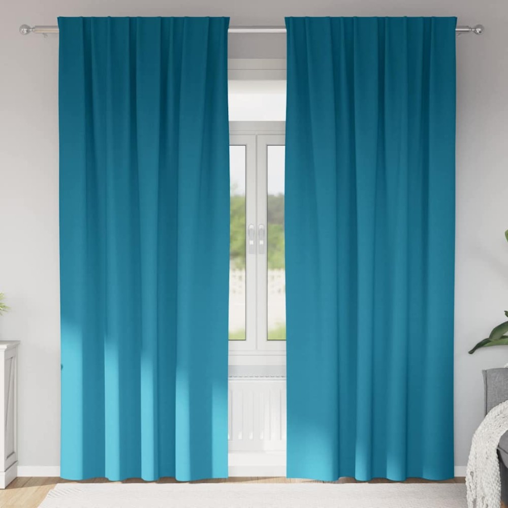 vidaXL Perdele cu perdele 2 pcs Turcoaz 245 x 140 cm Poliester