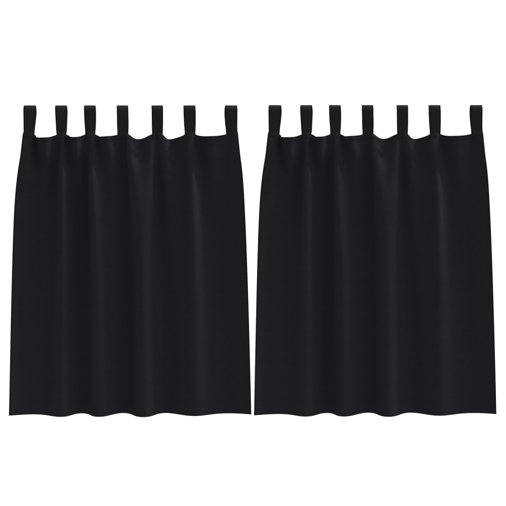 vidaXL Perdele opace cu perdele 2 pcs Negru 140 x 140 cm Poliester
