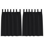 vidaXL Perdele opace cu perdele 2 pcs Negru 140 x 140 cm Poliester vidaXL Perdele opace cu perdele 2 pcs Negru 140 x 140 cm Poliester