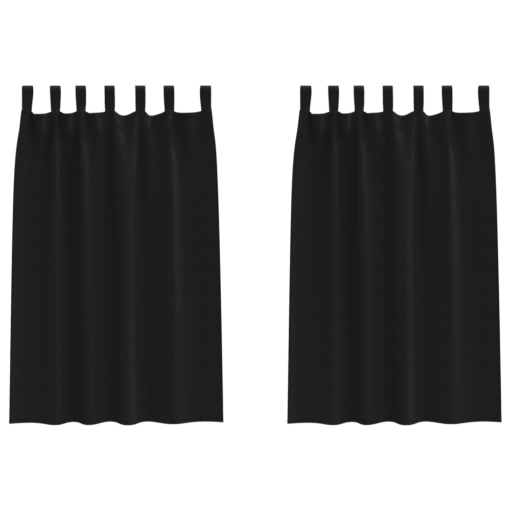 vidaXL Perdele opace cu perdele 2 pcs Negru 175 x 140 cm Poliester