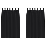 vidaXL Perdele cu perdele 2 pcs Negru Poliester vidaXL Perdele cu perdele 2 pcs Negru Poliester