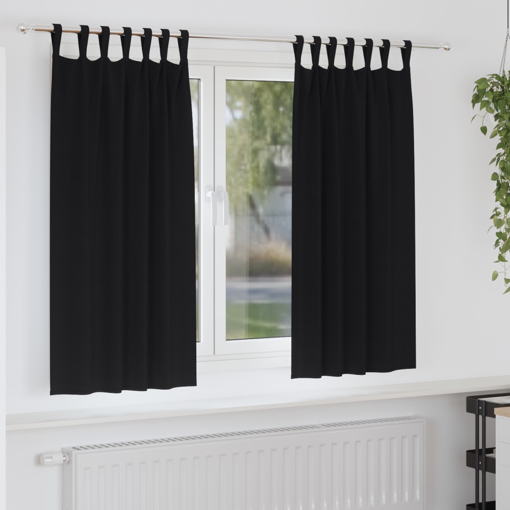 vidaXL Perdele opace cu perdele 2 pcs Negru 175 x 140 cm Poliester