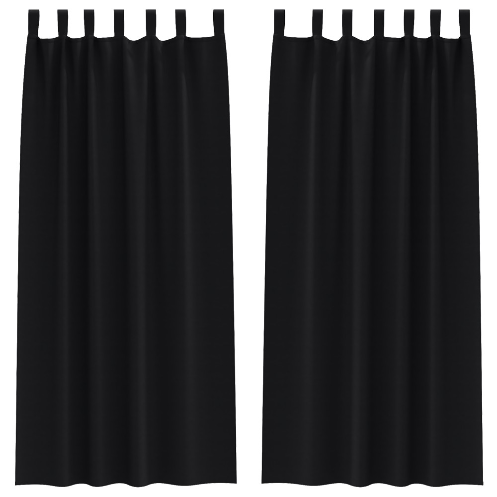 vidaXL Perdele opace cu perdele 2 pcs Negru 225 x 140 cm Poliester