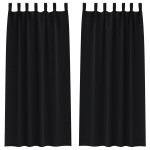 vidaXL Perdele opace cu perdele 2 pcs Negru 225 x 140 cm Poliester vidaXL Perdele opace cu perdele 2 pcs Negru 225 x 140 cm Poliester