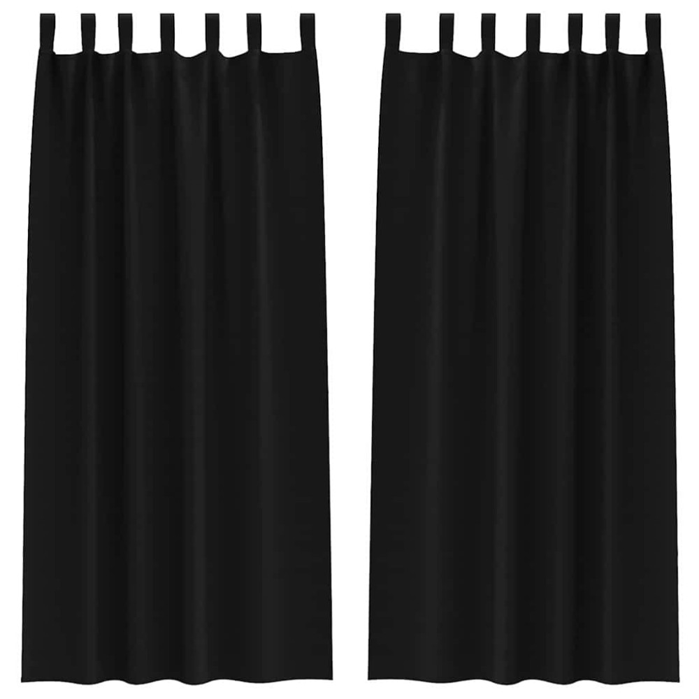 vidaXL Perdele cu perdele 2 pcs Negru 245 x 140 cm Poliester