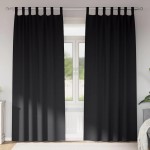 vidaXL Perdele cu perdele 2 pcs Negru 245 x 140 cm Poliester vidaXL Perdele cu perdele 2 pcs Negru 245 x 140 cm Poliester