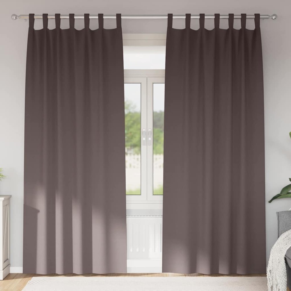 vidaXL Perdele cu perdele 2 pcs Maro închis 260 x 140 cm Poliester