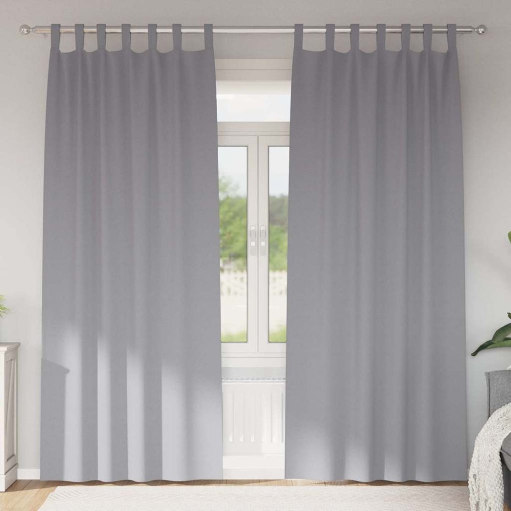 vidaXL Perdele cu perdele 2 pcs Gri deschis 245 x 140 cm Poliester