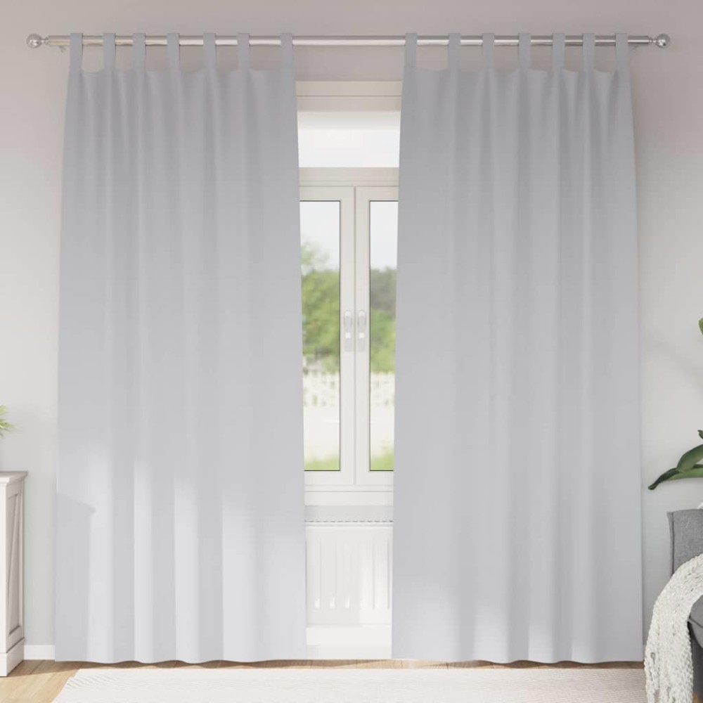 vidaXL Perdele cu perdele 2 pcs Gri deschis 260 x 140 cm Poliester