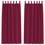 vidaXL Perdele cu perdele 2 pcs Roșu Vin Poliester vidaXL Perdele cu perdele 2 pcs Roșu Vin Poliester