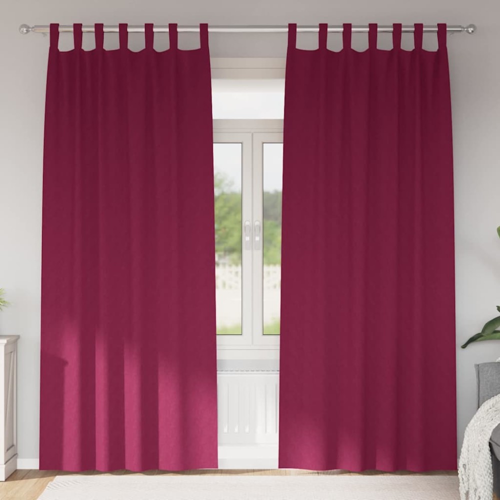 vidaXL Perdele cu perdele 2 pcs Roșu Vin 260 x 140 cm Poliester