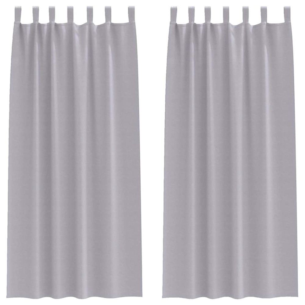 vidaXL Perdele cu perdele 2 pcs Gri metalic 245 x 140 cm Poliester