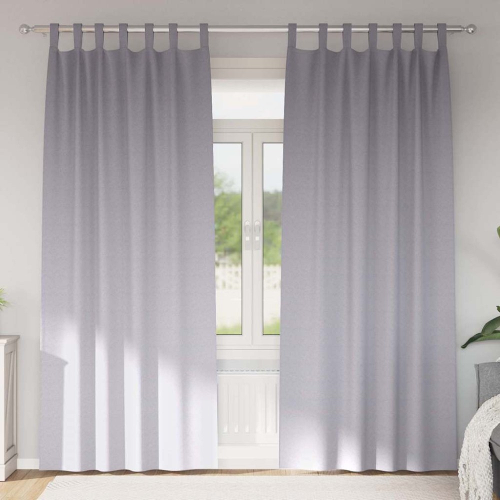 vidaXL Perdele cu perdele 2 pcs Gri metalic 260 x 140 cm Poliester