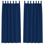 vidaXL Perdele Opaque cu Inel 2 pcs Albastru închis 245 x 140 cm