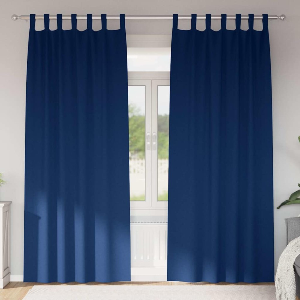 vidaXL Perdele Opaque cu Inel 2 pcs Albastru închis 260 x 140 cm