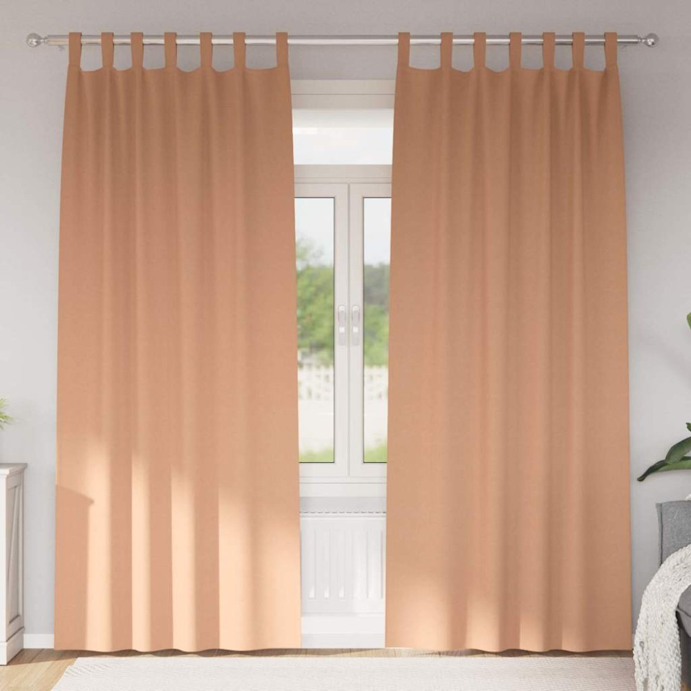 vidaXL Perdele cu perdele 2 pcs Maro deschis 245 x 140 cm Poliester