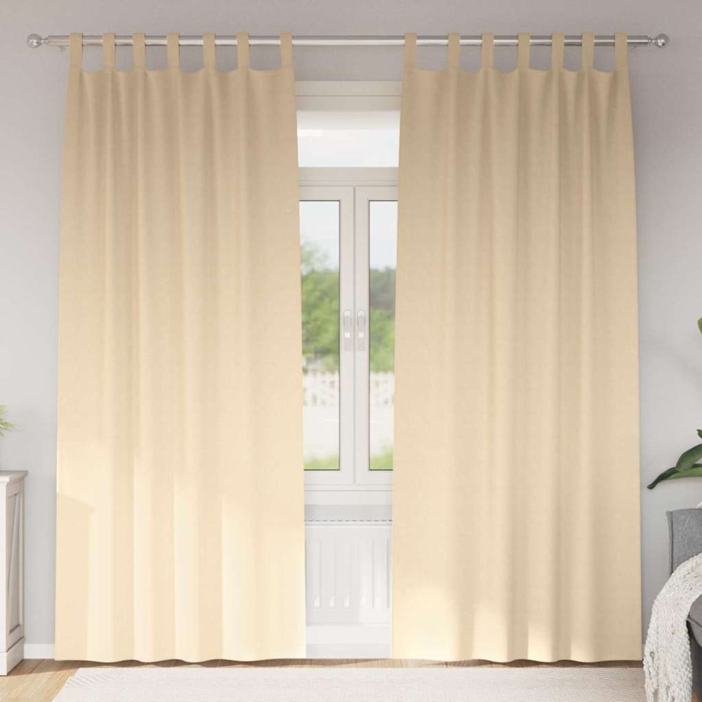 vidaXL Perdele Opaque cu Inel 2 pcs Crem 245 x 140 cm Poliester