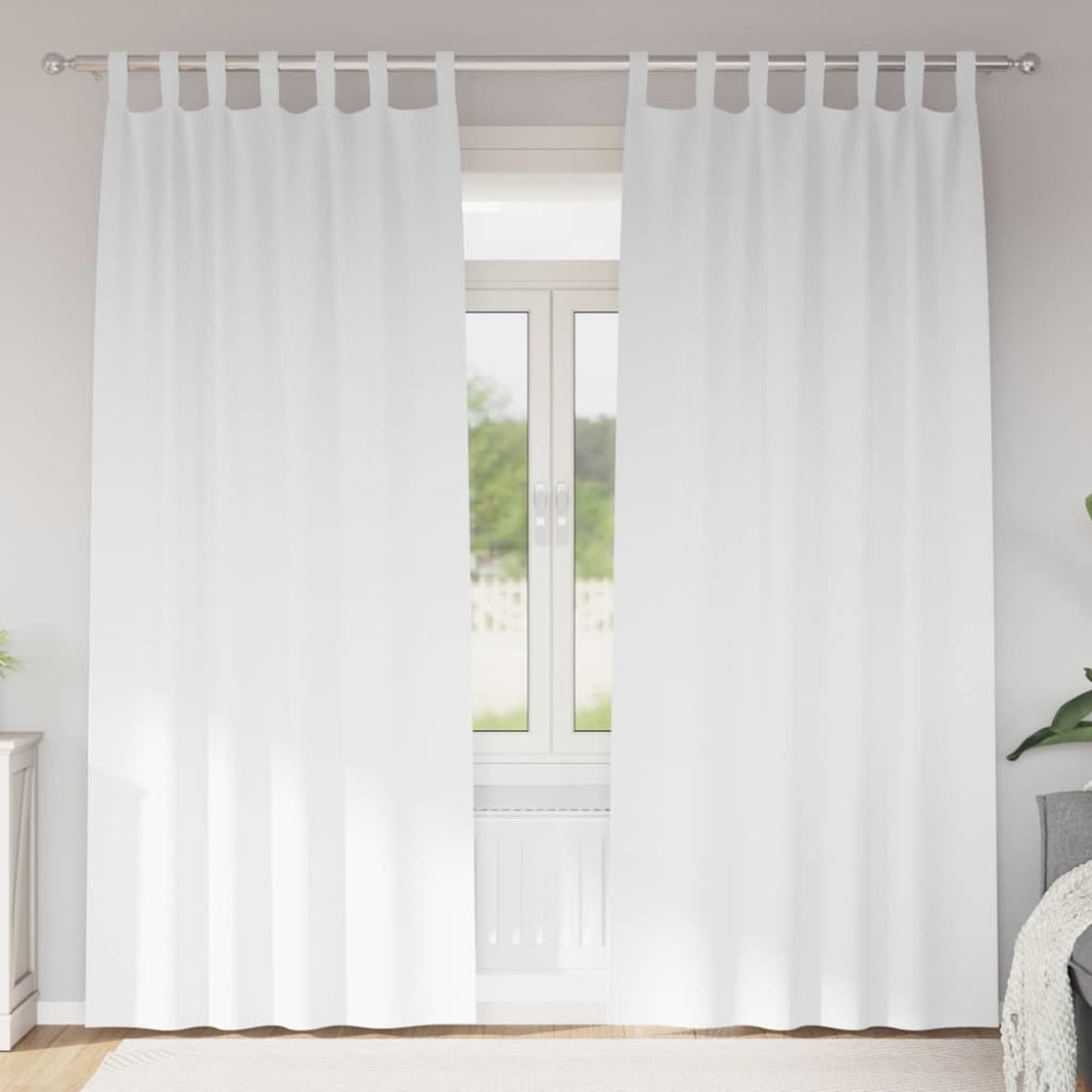 vidaXL Perdele Opaque cu Inel 2 pcs Alb pur 225 x 140 cm Poliester