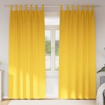 vidaXL Perdele Opaque cu Inel 2 pcs Galben muștar 245 x 140 cm