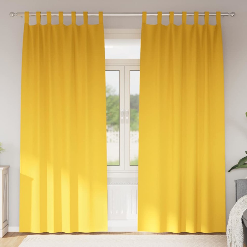 vidaXL Perdele cu perdele 2 pcs galben muștar 260 x 140 cm Poliester