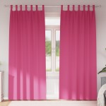 vidaXL Perdele opace cu perdele 2 pcs Roz 225 x 140 cm Poliester