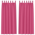 vidaXL Perdele cu perdele 2 pcs Roz intens 245 x 140 cm Poliester vidaXL Perdele cu perdele 2 pcs Roz intens 245 x 140 cm Poliester