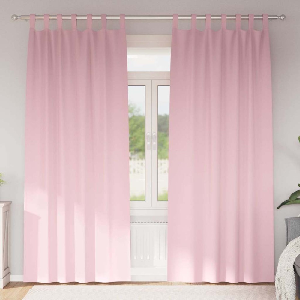 vidaXL Perdele cu perdele 2 pcs Roz bebeluș 260 x 140 cm Poliester