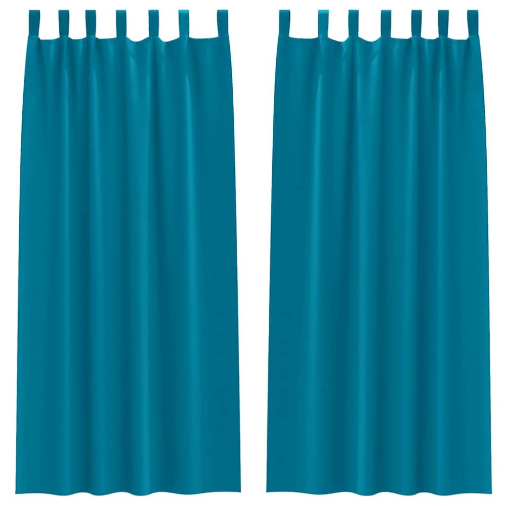 vidaXL Perdele cu perdele 2 pcs Turcoaz 260 x 140 cm Poliester