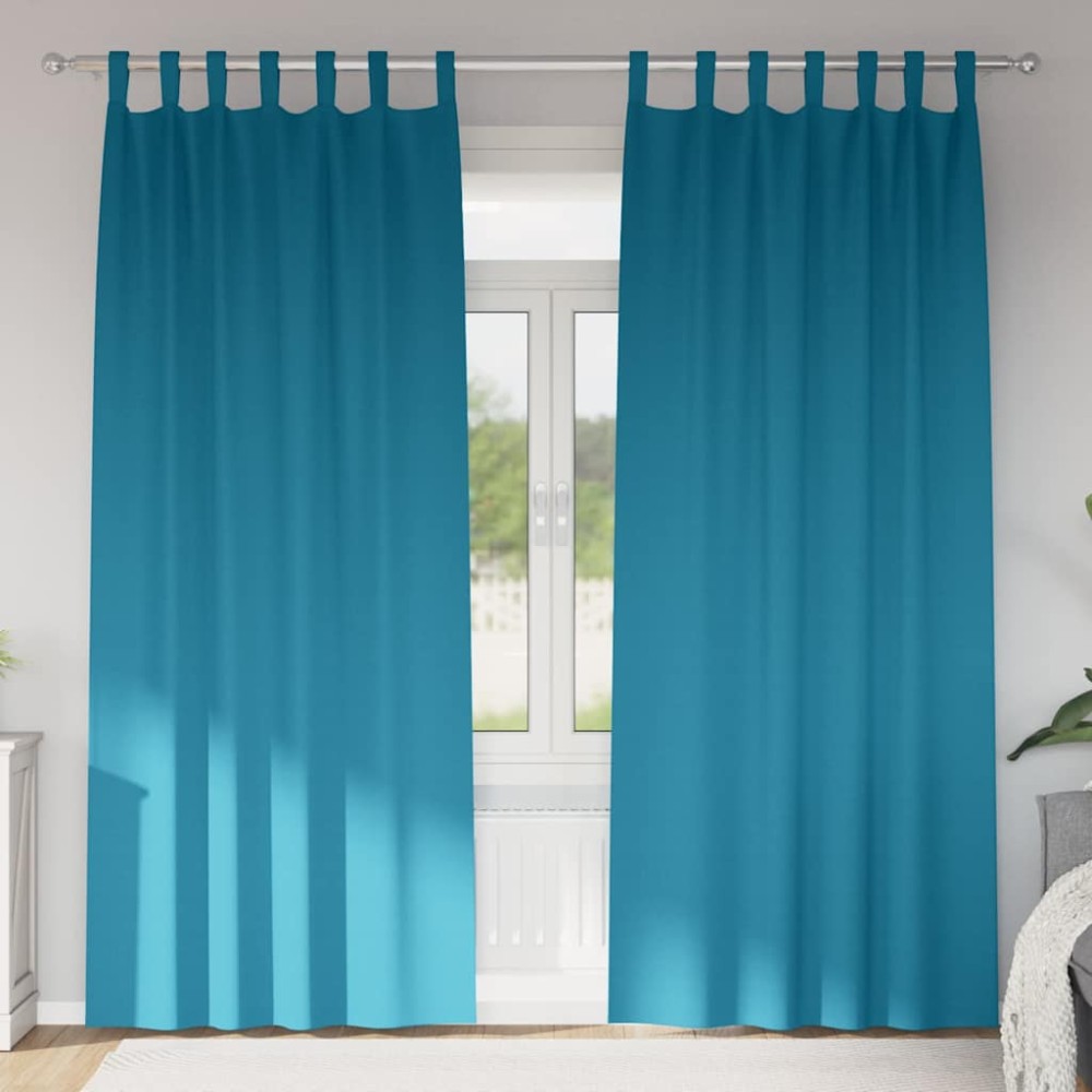 vidaXL Perdele cu perdele 2 pcs Turcoaz 260 x 140 cm Poliester