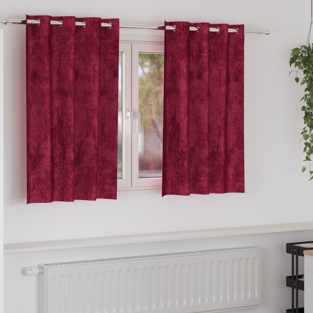 vidaXL Draperii din Catifea 2 buc cu Ochete Roșu Vin 140x140 cm